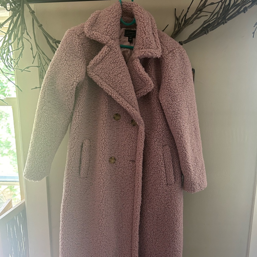 G by Giuliani black label long Sherpa lilac coat xxs